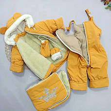 Зимовий теплий дитячий комбінезон-трансформер 3в1 на овчині: курточка, конверт для ніг, напівкомбінезон, фото 4