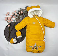 Зимовий теплий дитячий комбінезон-трансформер 3в1 на овчині: курточка, конверт для ніг, напівкомбінезон, фото 3