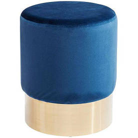 Пуфік-пуф круглий м'який MeBelle CANDY 35 х 42 см у передпокій, спальню синій, блакитний велюр у стилі ар-деко