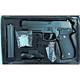 Іграшковий пістолет "Sig Sauer P226" з глушником Galaxy G26A Метал, чорний, фото 3