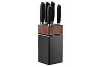 ARDESTO Knife set Black Mars 6 pcs, stainless steel, wooden block