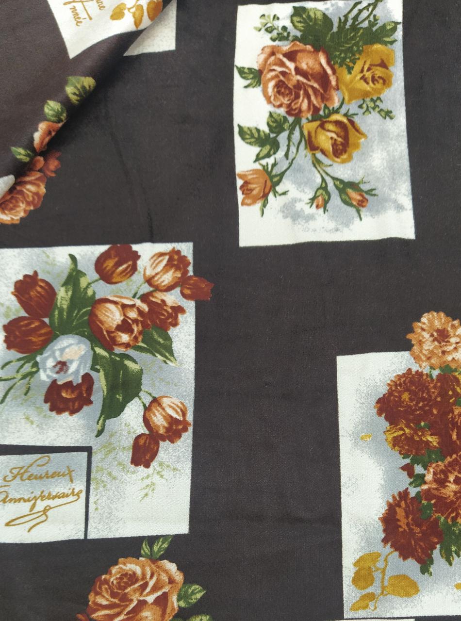 Велюр принт колір коричневий, фото 1