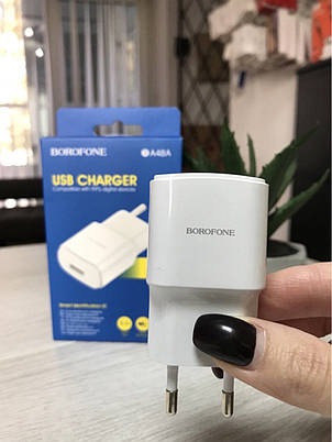 Мережевий адаптер BOROFONE BA48A Orion, блок з одним USB портом 2.1A, фото 3