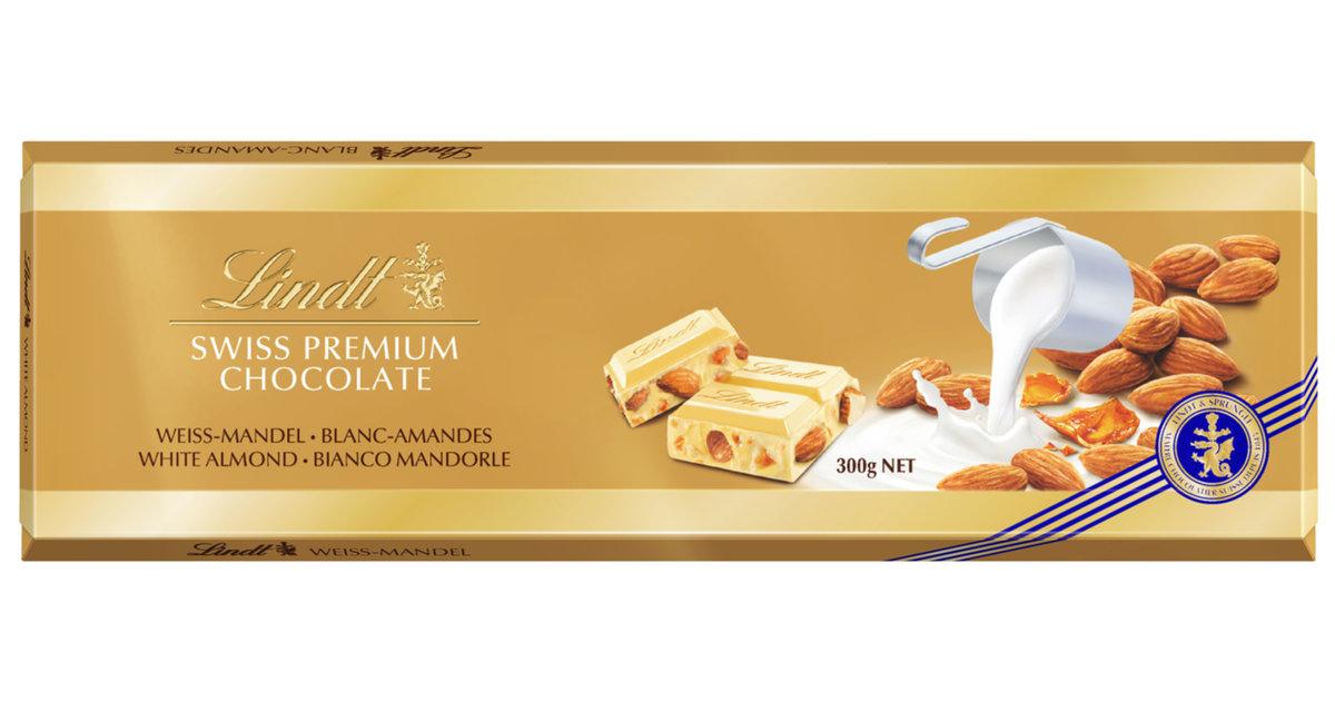 Білий шоколад Lindt Swiss Premium з цілим мигдалем 300 г, фото 1