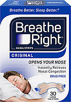 Носові смужки від хропіння Breathe Right Original Nasal Strips Бриз Райт тілесні, великі, 30 смужок