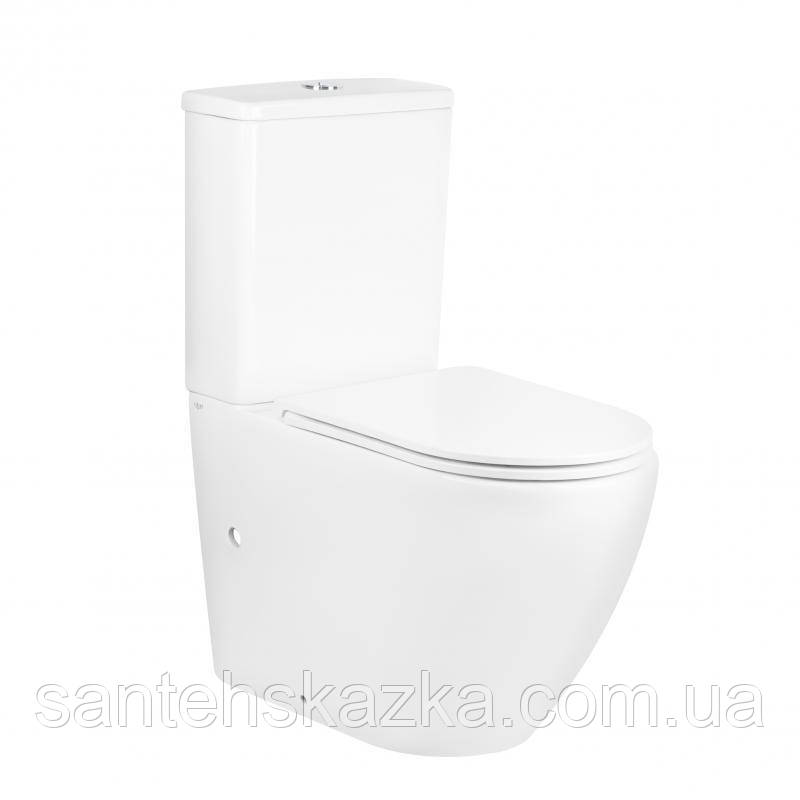 Унітаз-компакт Qtap Robin безободковый з сидінням Soft-close QT13222141ARW, фото 1