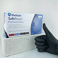 5 грамм супер плотная! Нитриловые перчатки Medicom Advanced Black плотность 5 грамм, размер "S", 100 шт ( "№