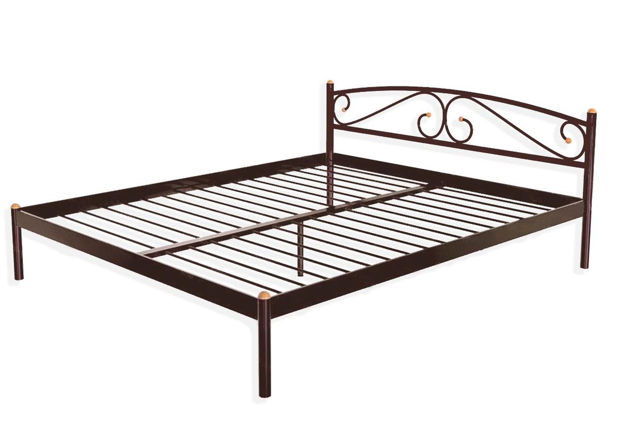 Ліжко полуторне металеве Метакам VERONA-1 200X140 коричневий, фото 1