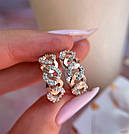 Сережки в сріблі і золоті з плетінням та розсипом фіанітів Амелія, фото 3