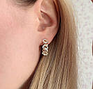 Сережки в сріблі і золоті з плетінням та розсипом фіанітів Амелія, фото 4