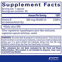 Pure Encapsulations Vitamin D3 250 mcg (10,000 IU) 60 caps. BX189, фото 2