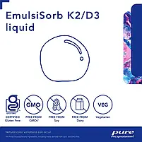 Pure Encapsulations EmulsiSorb K2/D3 liquid / Емульсисорб К2/Д3 рідкий 0.7 fl. oz (20 ml) BX502, фото 3