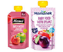 Пюре фруктове, пюре фруктово-овочеве в паучах Hamanek