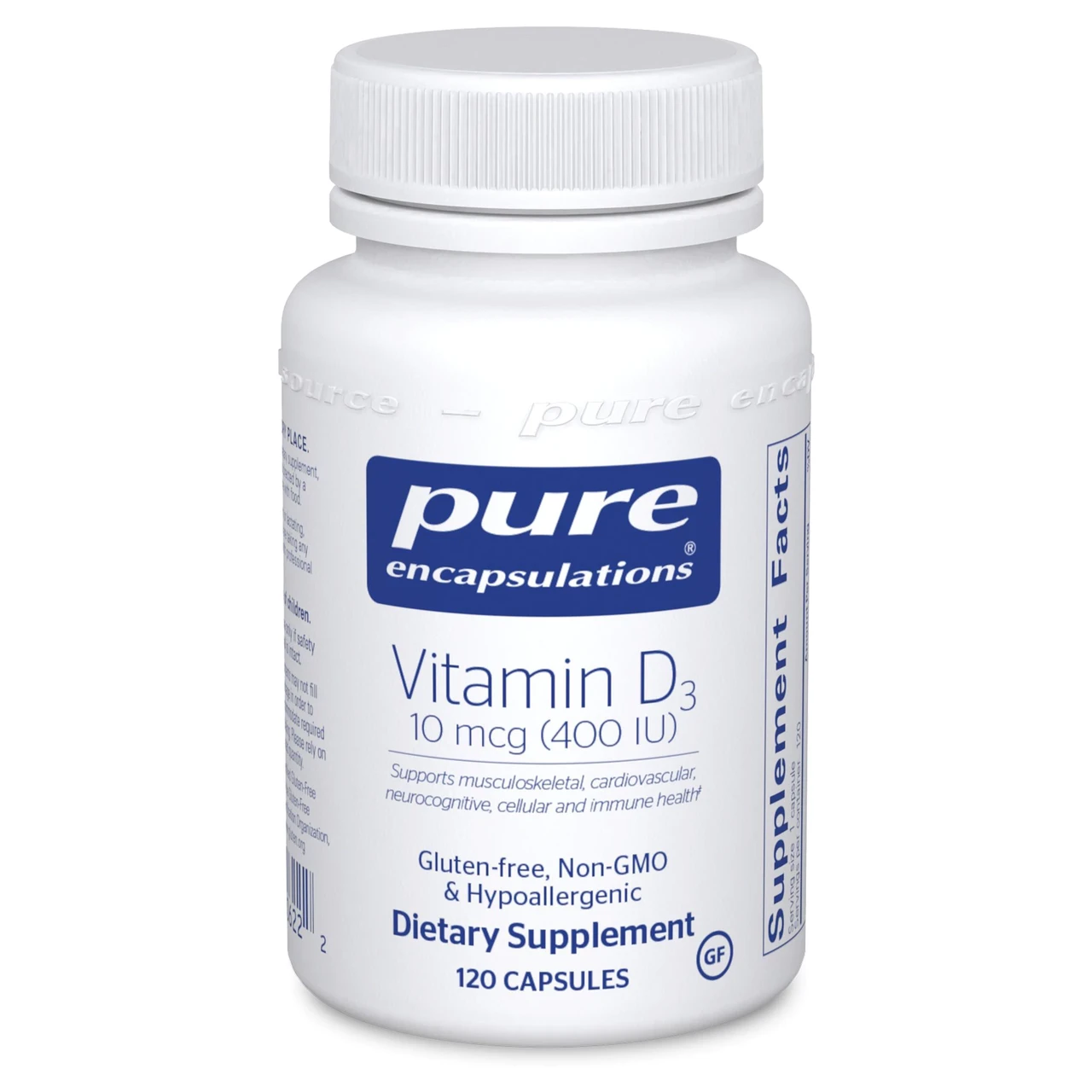 Vitamin D3 10 mcg (400 IU) 120's - Pure Encapsulations BX555