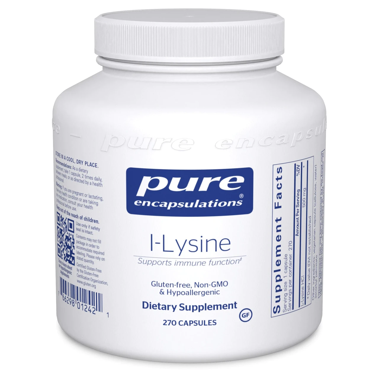 L-лизин, l-Lysine, Pure Encapsulations, 270 капсул BX124