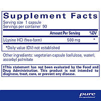 L-лизин, l-Lysine, Pure Encapsulations, 90 капсул BX126, фото 2