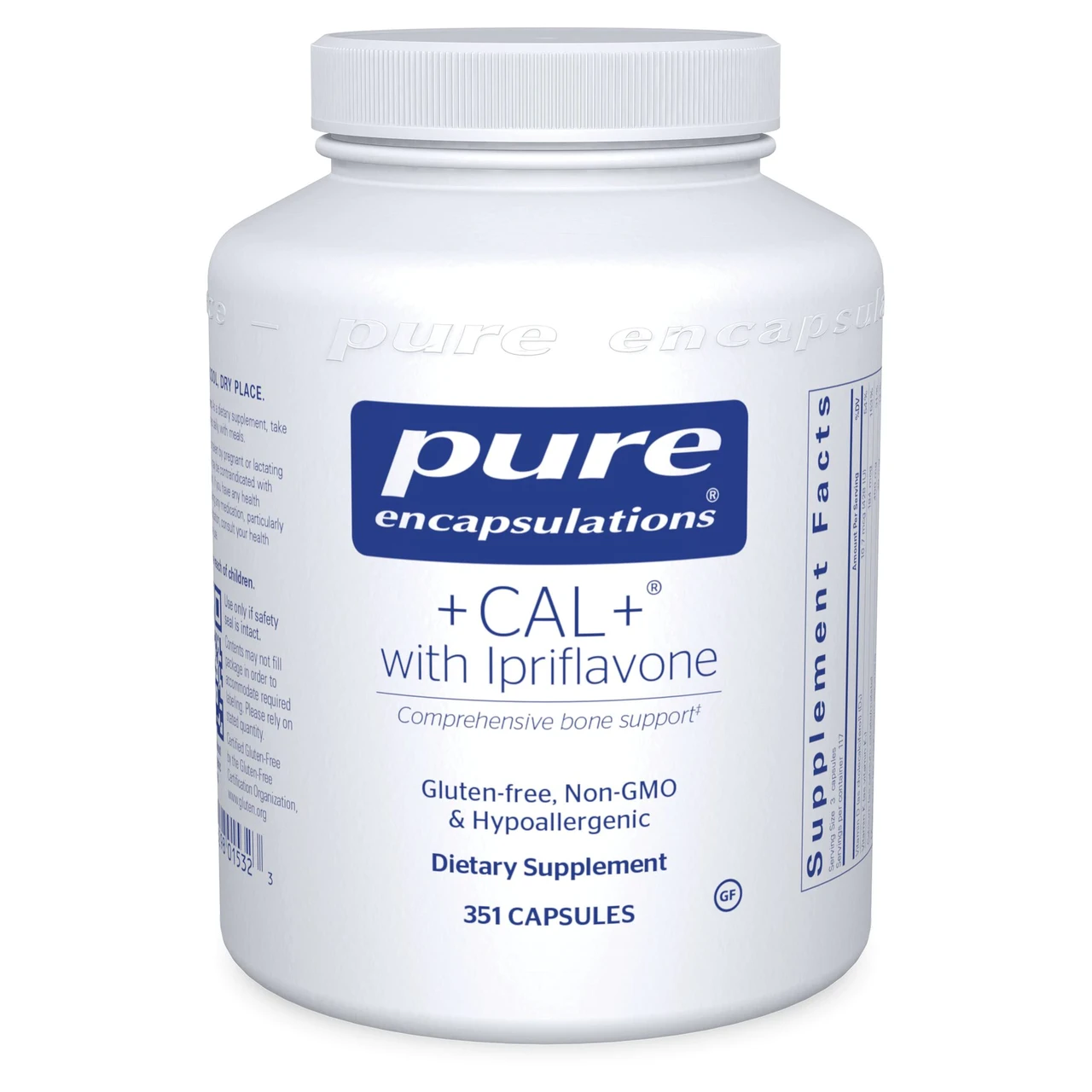 CAL+ c Иприфлавоном, CAL+ with Ipriflavone, 351 Капсул, Pure Encapsulations, 351 Capsules BX145