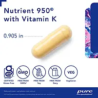 Поживний розчин 950 з вітаміном К, Nutrient 950 with Vitamin K, Pure Encapsulations, 180 капсул BX131, фото 4