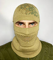 Мужская тактическая зимняя шапка - балаклава хаки, шапка подшлемник для военных ВСУ