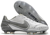 Бутсы Nike Tiempo Legend 9 FG серые копочки найк темпо легенд футбольная обувь найк тиемпо бутсы найк 2022