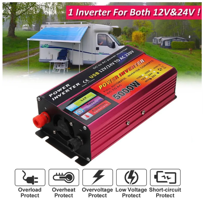 Інвертор 12V-220V 5000 Вт Перетворювач напруги AC/DC PowerOne Plus