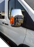 Накладки на зеркала (2 шт, хром) Полированная нержавейка для Ford Transit 2014 гг.