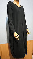 Женское ассиметричное платье бохо Италия трапеция коттон черный 50-54