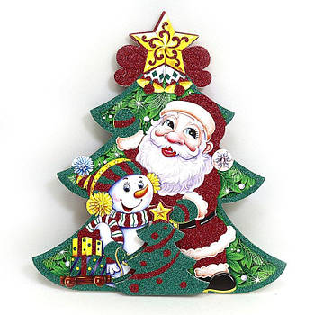 Подвеска "Елка с Дедом Морозом и снеговиком" 9878 G-Rich