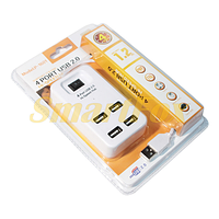 Хаб USB 2.0 4 порти, White, 480Mbts живлення від USB, з вимикачем, Blister Q100