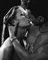 Картина по номерам Страстный поцелуй Картины на холсте Влюбленные 40х50 Раскраска для взрослых Идейка KHO4943
