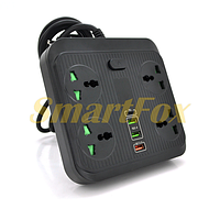 Мережевий фільтр TB-Т18, 4 розетки + 2 USB+ PD, 2 м, переріз 3х0,75 мм, 3000 W, Black, Box