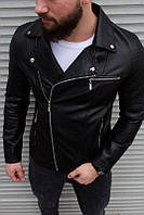 Мужская черная кожаная куртка косуха Код РЛ 1770