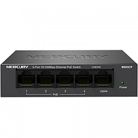 Коммутатор POE 48V Mercury MS05CP 4 портов POE+1 порт Ethernet (Uplink ) 10/100 Мбит/сек, БП в комплекте