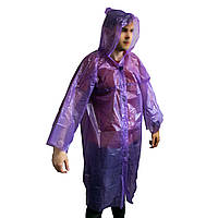 Плащ дождевик на липучках 60мкм Фиолетовый 110*80 см походный дождевик для взрослых дождевик рыбацкий