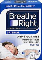 Носові смужки від хропіння Breathe Right Original Nasal Strips Бриз Райт тілесний, Малий / Середній, 30 смужок