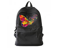 Рюкзак міський чорний з метеликом кольоровий