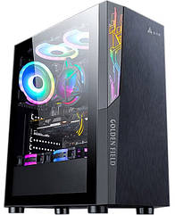 Корпус Midi-Tower без БЖ  GOLDEN FIELD PHANTOM-1 (1091B)  (гартоване скло, без вентиляторів (8-опційно),