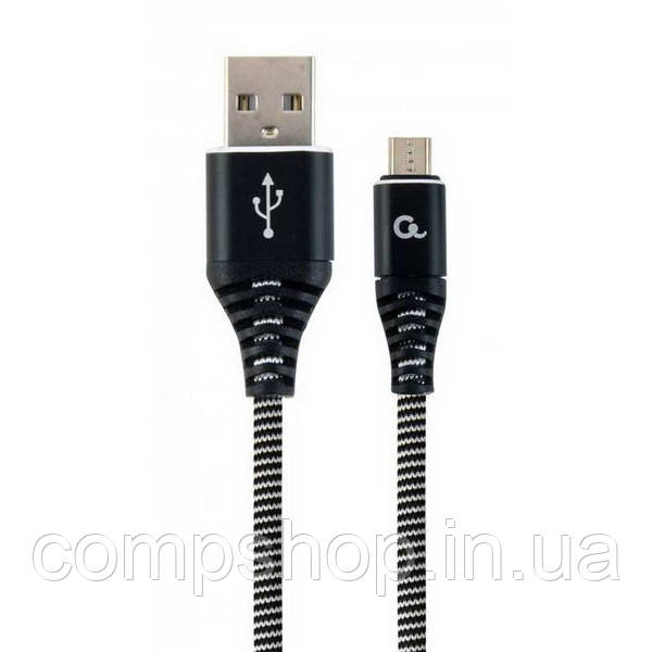 Кабель USB2.0-microUSB 1м Cablexpert, 2.1А, преміум, чорний (CC-USB2B-AMmBM-1M-BW) (код 110622), фото 1