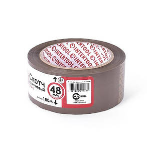 Скотч коричневий 48мм*100м*52мкм INTERTOOL KT-0913, фото 2