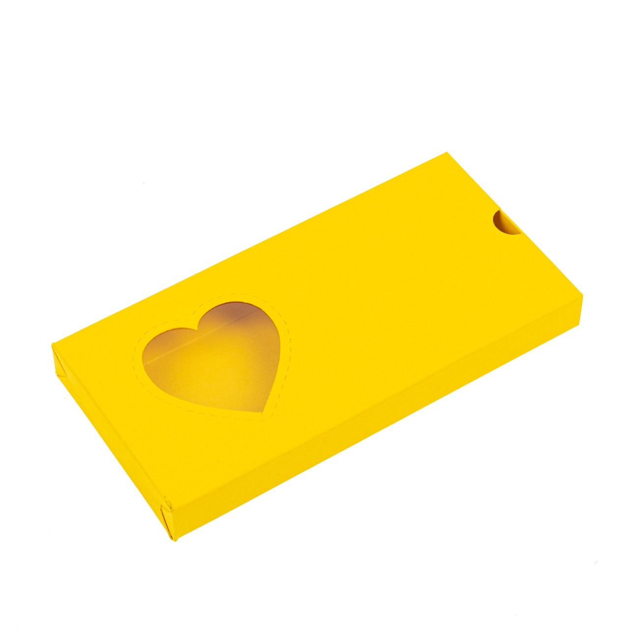 Коробка 160х80х15 для плитки шоколаду вікно у формі Серця, жовта, фото 1