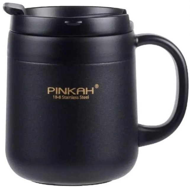 Термокухоль з ручкою Pinkah PJ-3522-L 340 мл, чорний