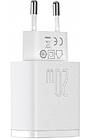 Адаптер мережевий BASEUS CCXJ-B02 USB Type-C, 20W, 3A, білий, фото 3