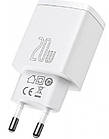 Адаптер мережевий BASEUS CCXJ-B02 USB Type-C, 20W, 3A, білий, фото 4