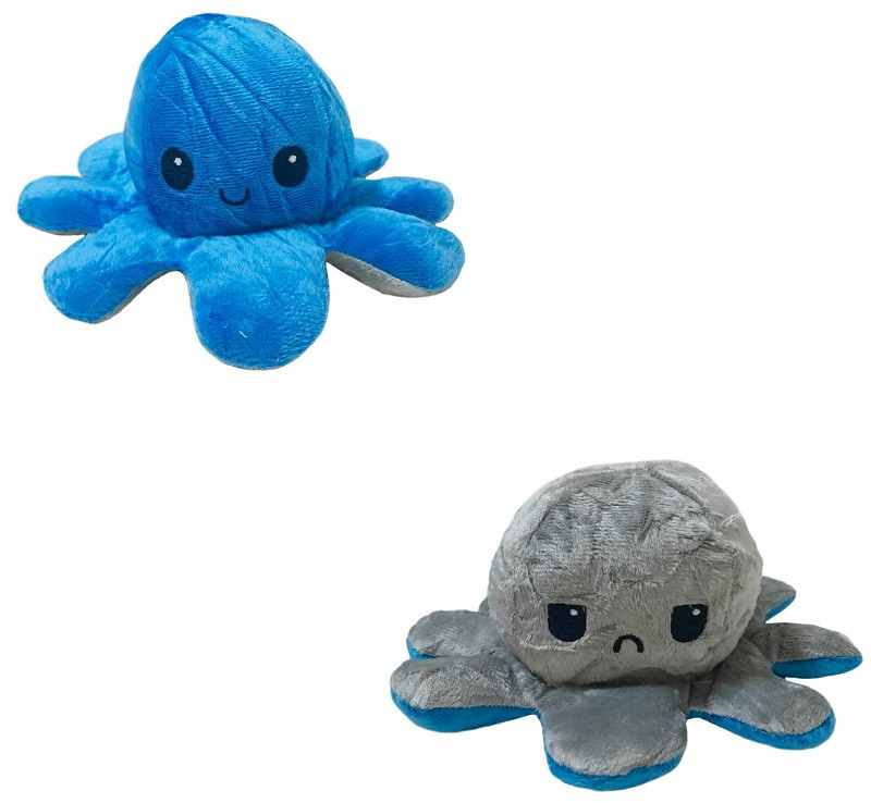 Іграшка м'яка восьминіг двосторонній OCTOPUS 7931, сіро-синя