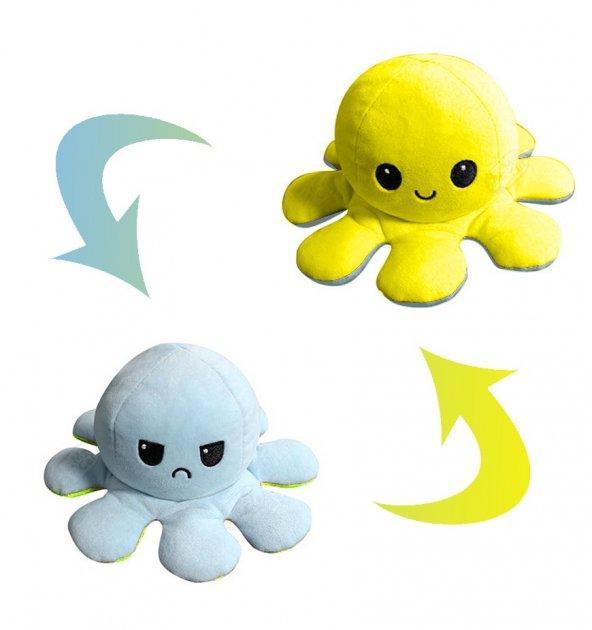 Іграшка м'яка восьминіг двосторонній OCTOPUS 7931, жовто-блакитна