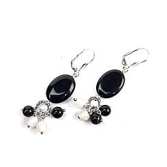 Агат. Сережки з натурального каменю ЗИМА.