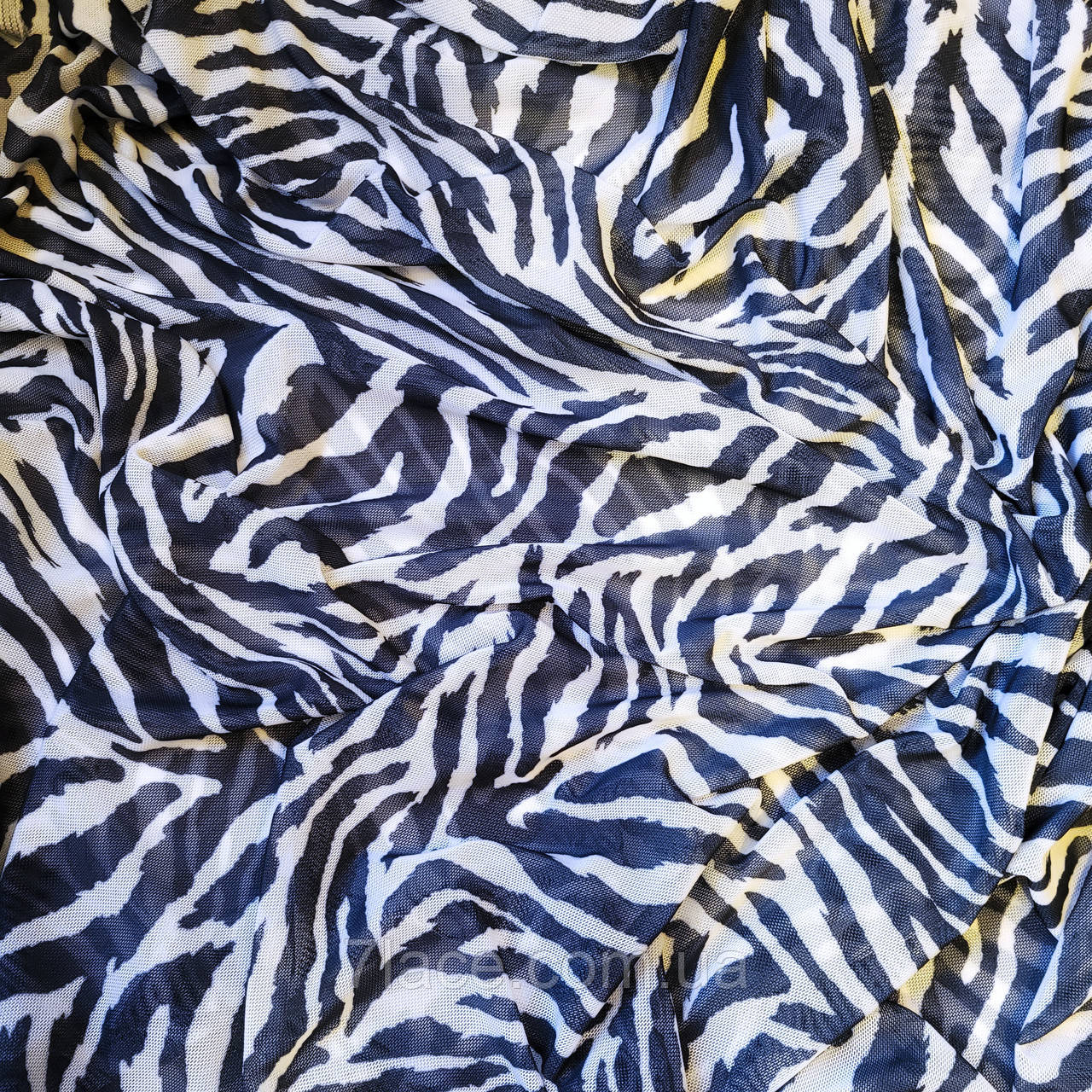 Сітка стрейч для нижньої білизни з принтом ЗЕБРА / колір БІЛИЙ + ЧОРНИЙ / ціна вказана за 0,5 метра, фото 1