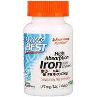 Doctor's Best High Absorption Iron with Ferrochel 27 mg 120 Tabs