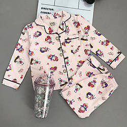 Піжама для дівчинки на гудзиках з феями Рожева 5521, 52, Рожевий, Для дівчаток, Весна Осінь, 104