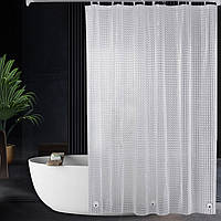 Дизайнерская качественная водонепроницаемая шторка для ванной и душа Bathlux 180 x 180. Прозрачная в квадратик